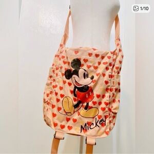 Vintage Disney Theme Park Peach Mickey 90s Messenger Bag with Comfort Strap.